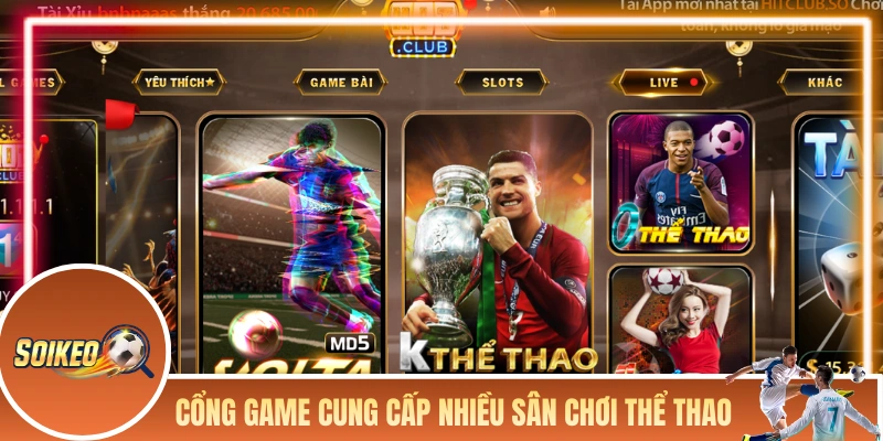 Cổng game cung cấp nhiều sân chơi cá cược thể thao